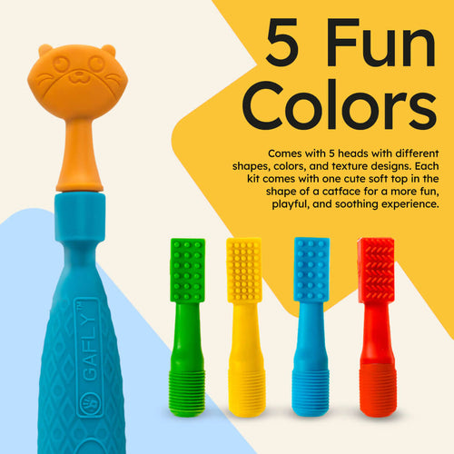 Gafly Therapens Vibrating Chewy for Sensory Oral Therapy in 5 fun colors and designs for playful, soothing experiences. | gafly vibrating chew toy for kids 