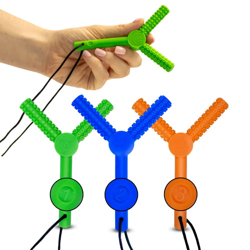 Sensory Chewy for Children - Pack of 3 colorful chew tubes with varied hardness levels for sensory relief. | gafly sensory chewy 